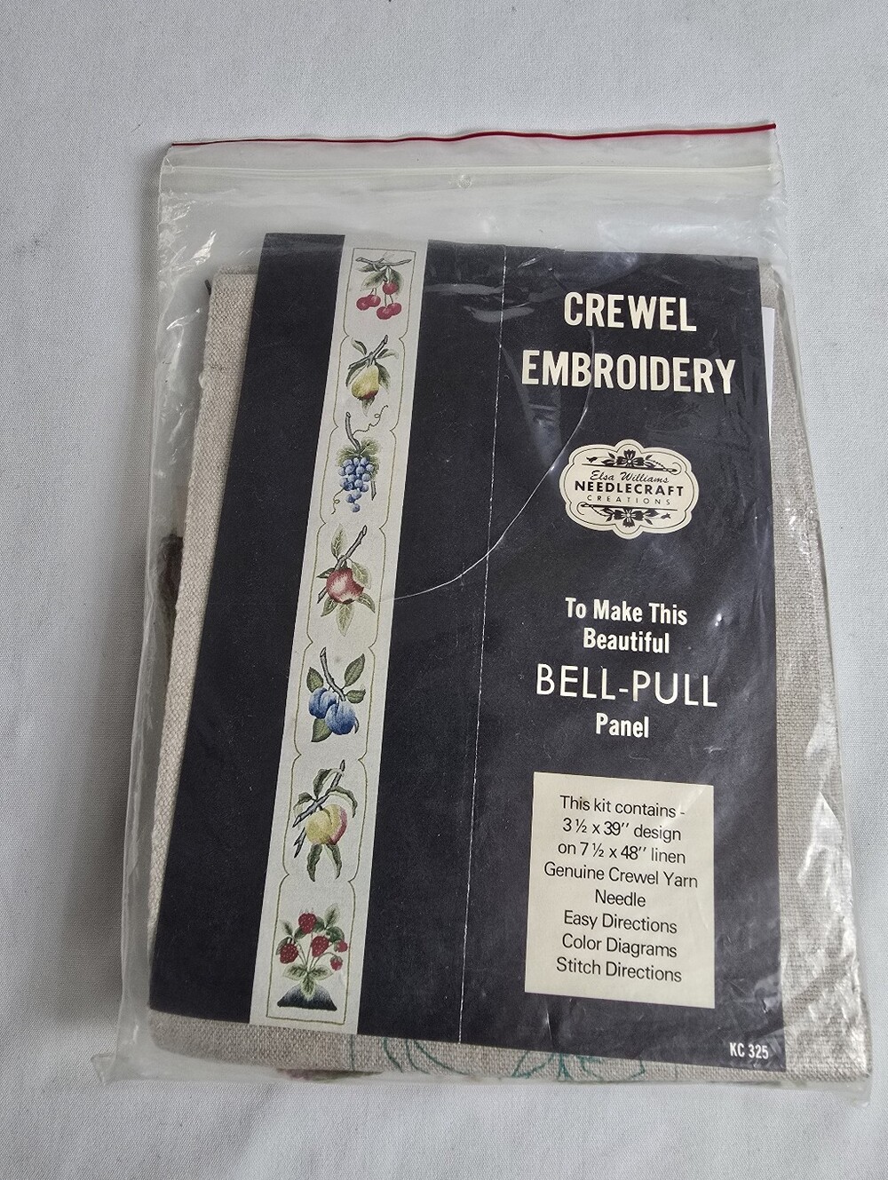 Vintage Elsa Williams Crewel Embroidery Kit Fruit Bell Pull Panel Kit